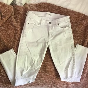 Banana Republic White Destroyed Raw Hem Jeans